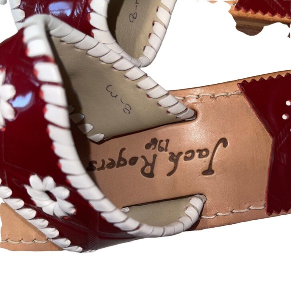 Jack Rogers Palm Beach Navajo Flat Sandals Dark Red White Women’s Size 8 Slides - Picture 5 of 7